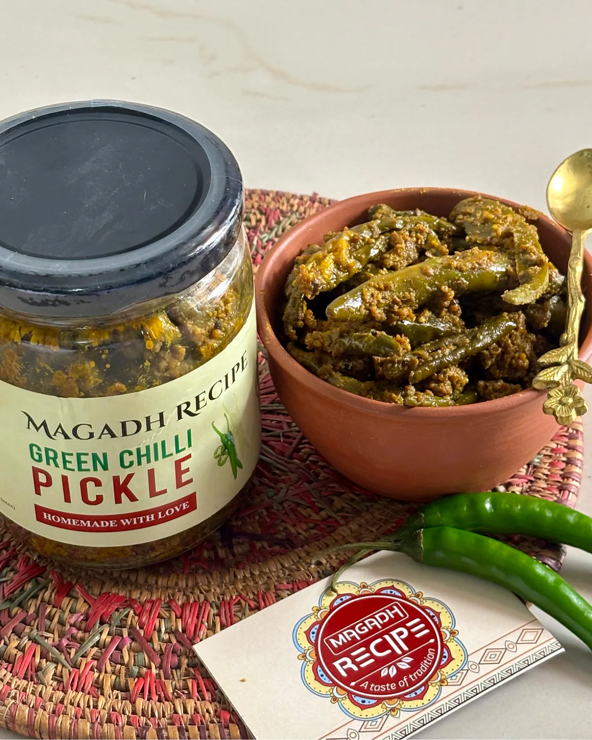 Green Chilli Pickle | हरी मिर्च का अचार — ingredients label