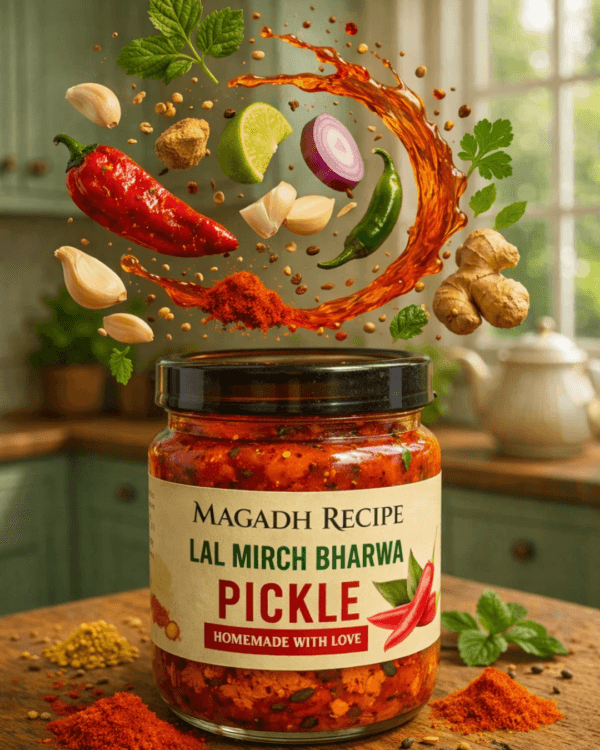 Lal Mirch Bharua Achar - Stuffed Red Chilli Pickle