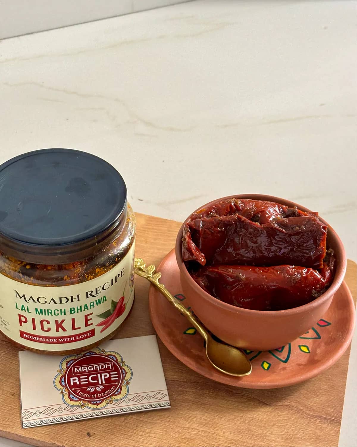 Lal Mirch Bharua Achar | Stuffed Red Chilli Pickle